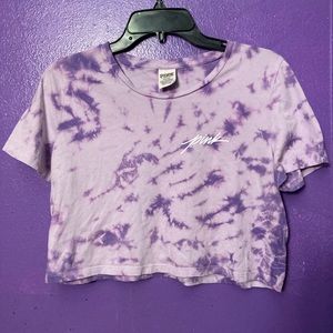 Vs PINK Victoria’s Secret purple tie dye crop tee Medium